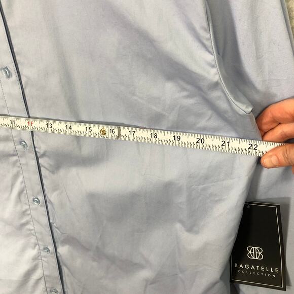 Bagatelle Shirt Women Medium Blue Button Corp Career Work Capsule Stretch Cotton - Picture 5 of 9